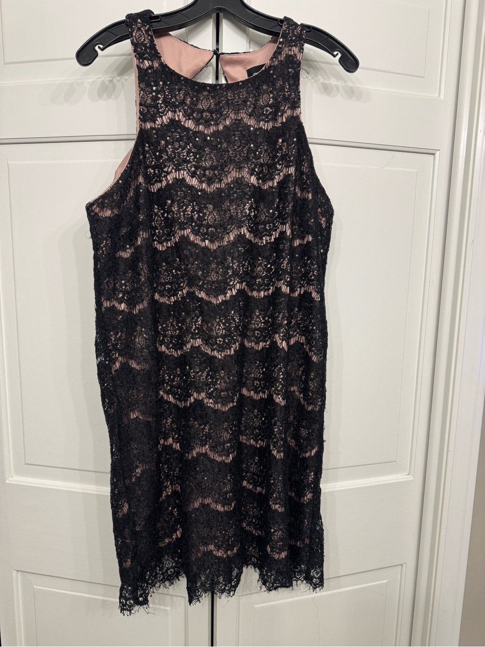 Black Lace Dress with Blush Pink Lining